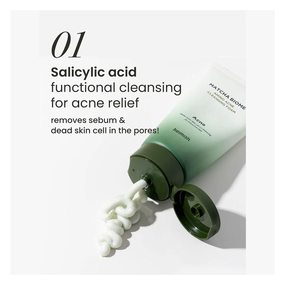 HEIMISH Matcha Biome Amino Acne Cleansing Foam - Peaches&Creme Shop Korean Skincare Malta