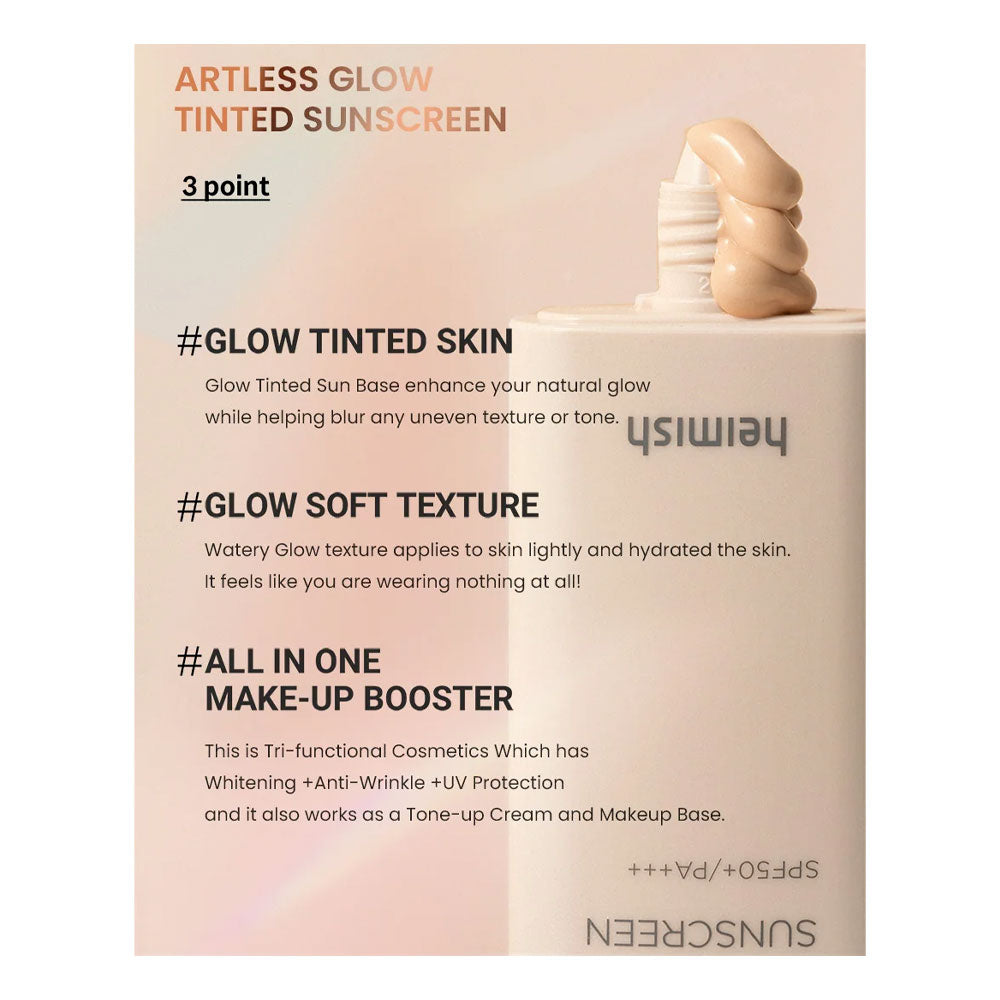 HEIMISH Artless Glow Tinted Sunscreen Shine Beige - Peaches&Creme Shop Korean Skincare Malta