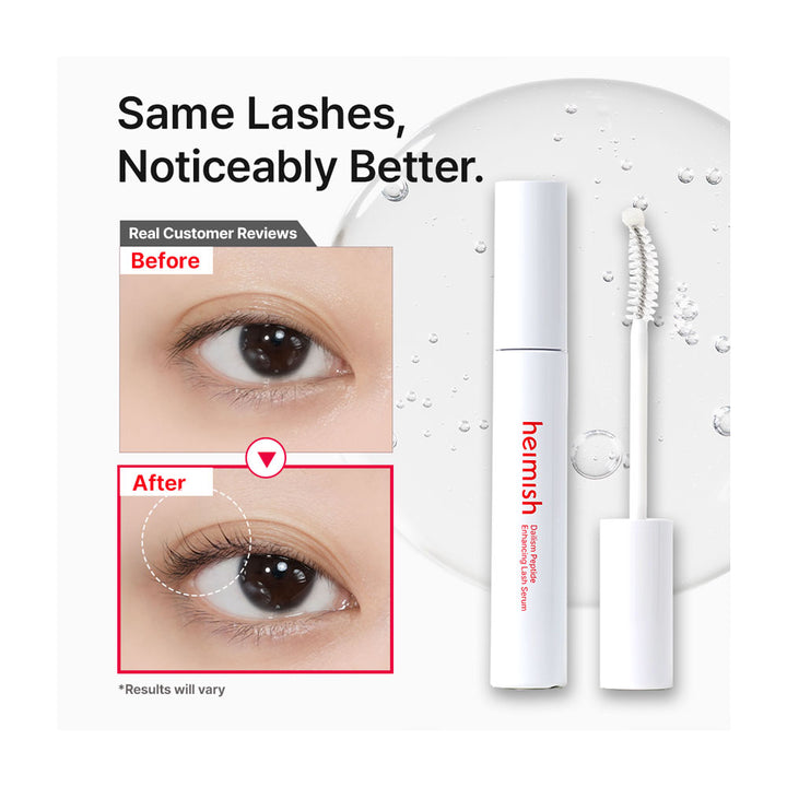 Heimish eyelash product with before and after comparison on a white background