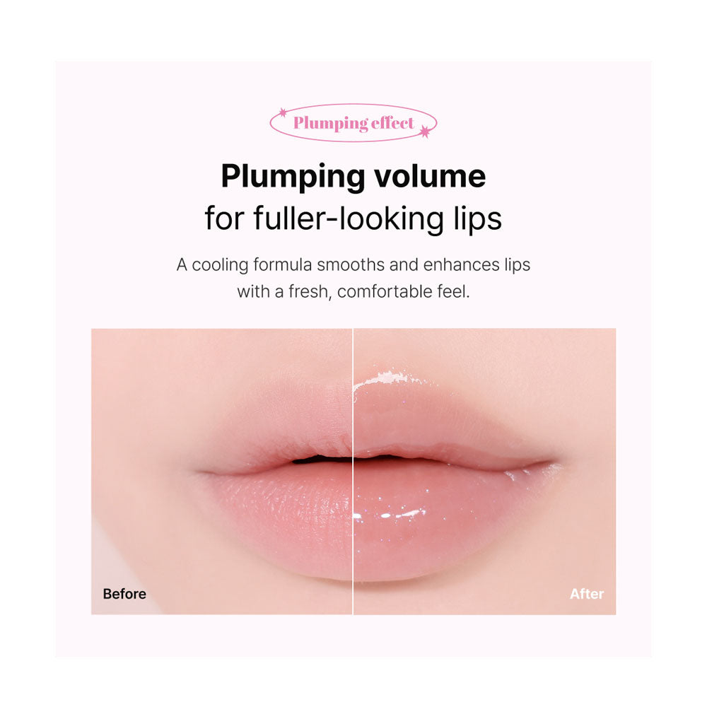 Before and after comparison of lips with plumping effect product application