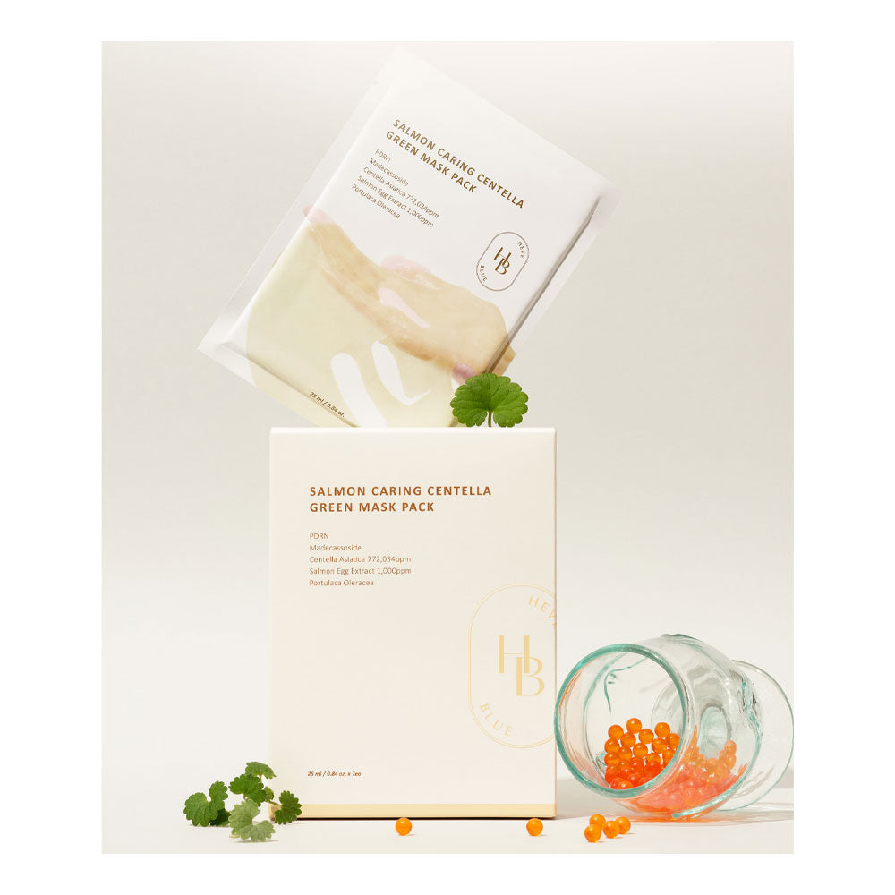 HEVEBLUE Salmon Caring Centella Green Mask Pack - Peaches&Creme Shop Korean Skincare Malta