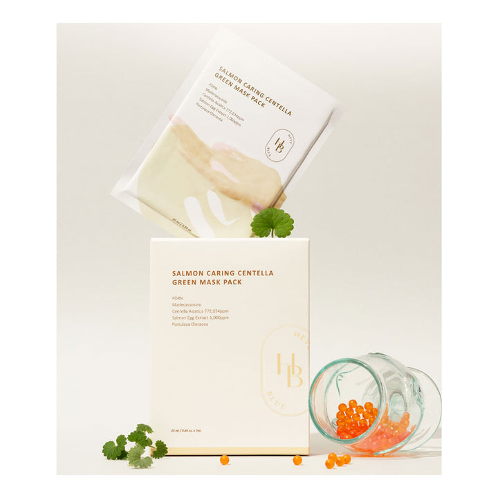 HEVEBLUE Salmon Caring Centella Green Mask Pack - Peaches&Creme Shop Korean Skincare Malta