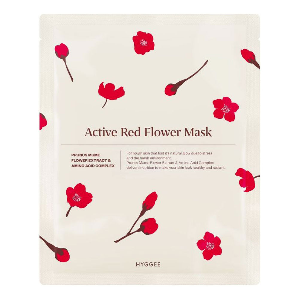 HYGGEE Active Red Flower Sheet Mask - Peaches&Creme Shop Korean Skincare Malta