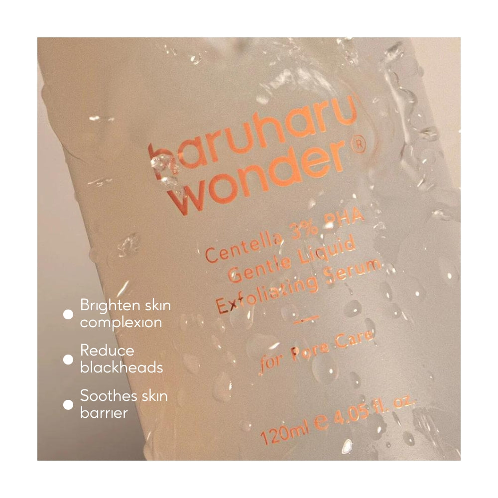 Haruharu Wonder Centella 3% PHA Gentle Liquid Exfoliating Serum - Peaches&Creme Korean Skincare Malta