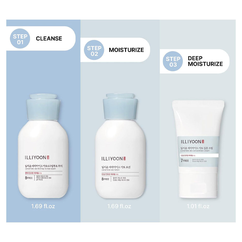 ILLIYOON Ceramide Ato Travel Kit - Peaches&Creme Shop Korean Skincare Malta