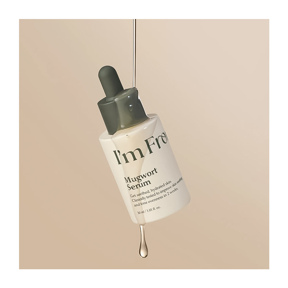 Skincare serum bottle with dropper labeled &