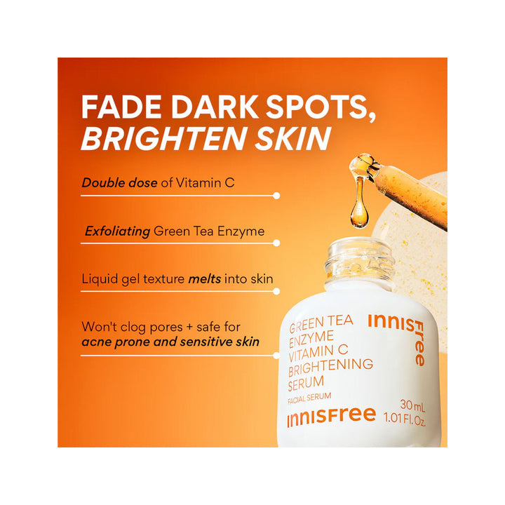 INNISFREE Green Tea Enzyme Vitamin C Brightening Serum - Peaches&Creme Shop Korean Skincare Malta