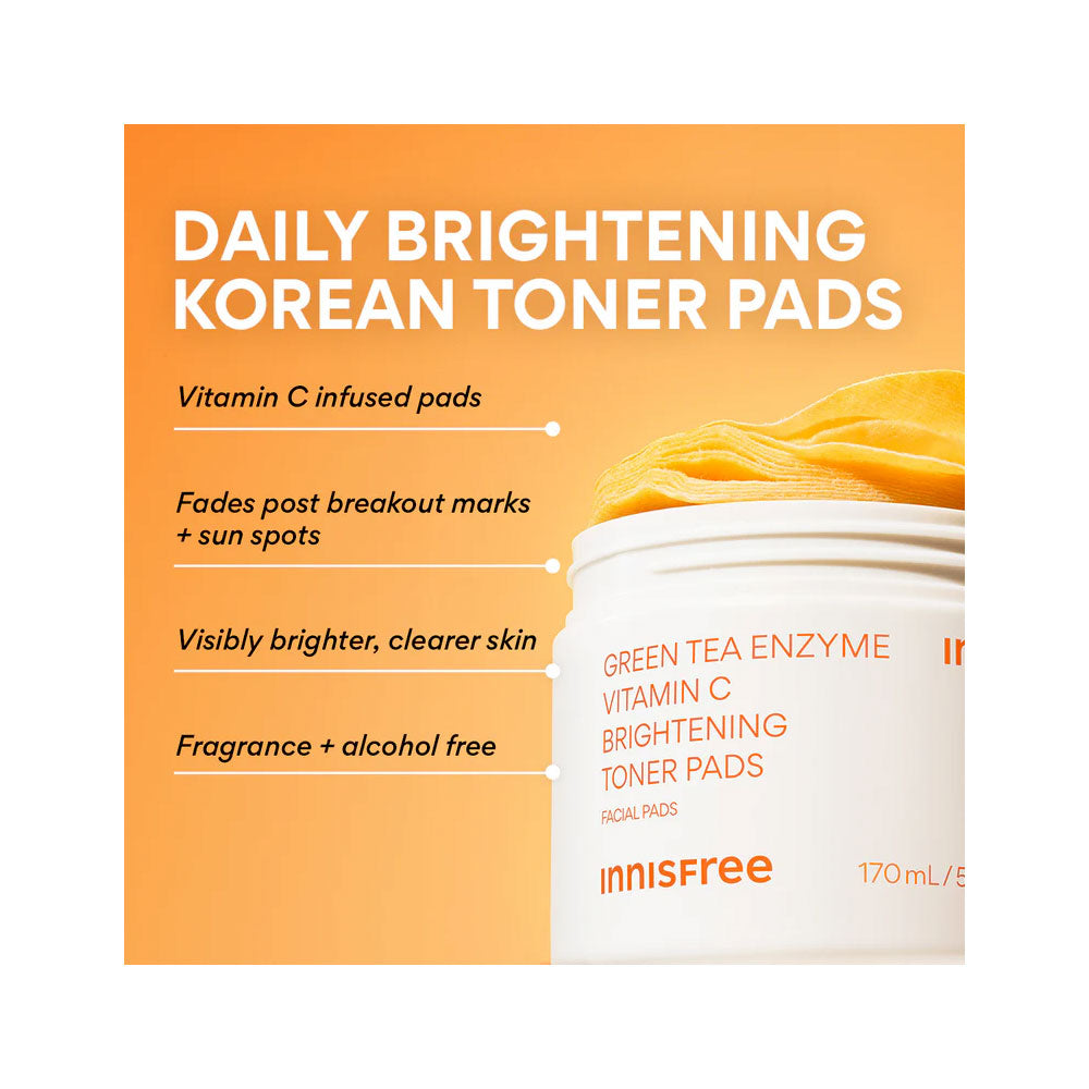 INNISFREE Vitamin C Green Tea Enzyme Brightening Pad - Peaches&Creme Shop Korean Skincare Malta