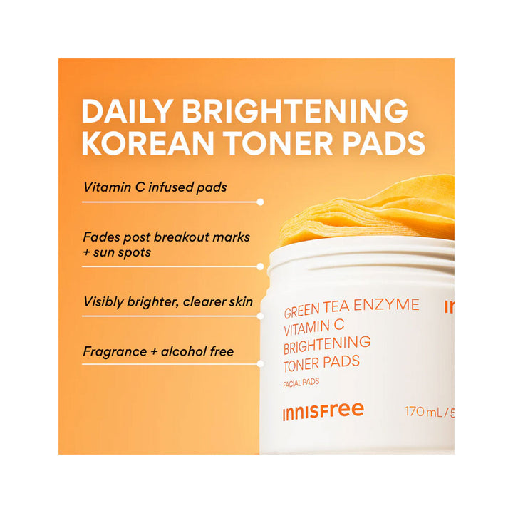 INNISFREE Vitamin C Green Tea Enzyme Brightening Pad - Peaches&Creme Shop Korean Skincare Malta