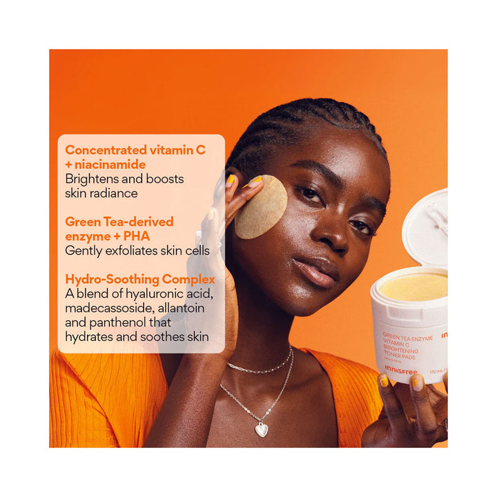 INNISFREE Vitamin C Green Tea Enzyme Brightening Pad - Peaches&Creme Shop Korean Skincare Malta