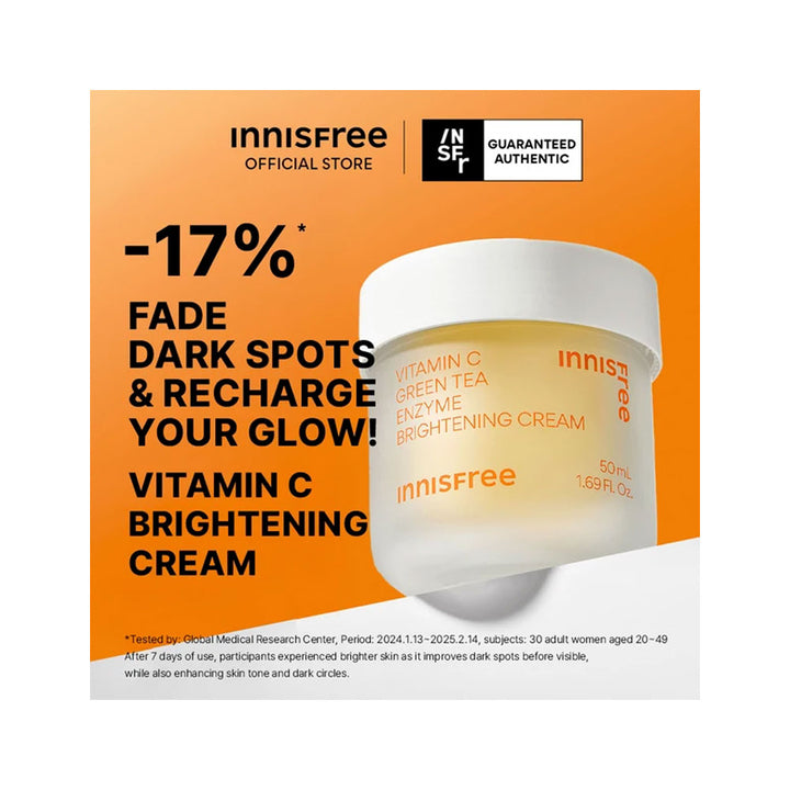 INNISFREE Vitamin C Green Tea Enzyme Brightening Cream - Peaches&Creme Shop Korean Skincare Malta