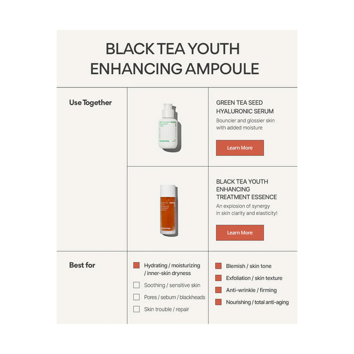 INNISFREE Black Tea Youth Enhancing Ampoule - Peaches&Creme Shop Korean Skincare Malta