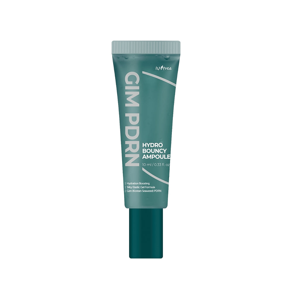 A teal squeeze tube of Gim PDRN Hydro Bouncy Ampoule by Inerva, shown against a plain white background.