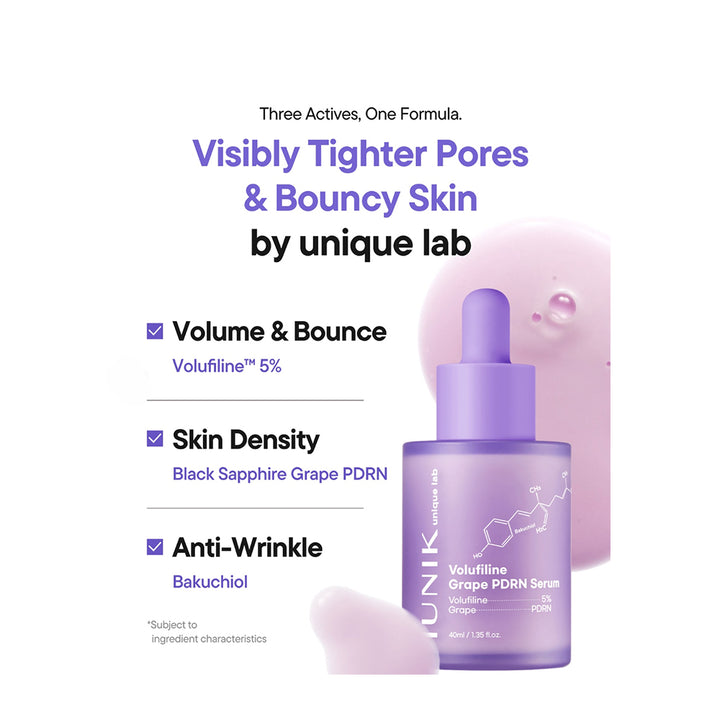 A purple skincare dropper bottle labeled &