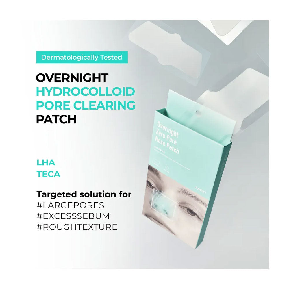 Packaging of Overnight Hydrocolloid Pore Clearing Patch with text on a light gray background