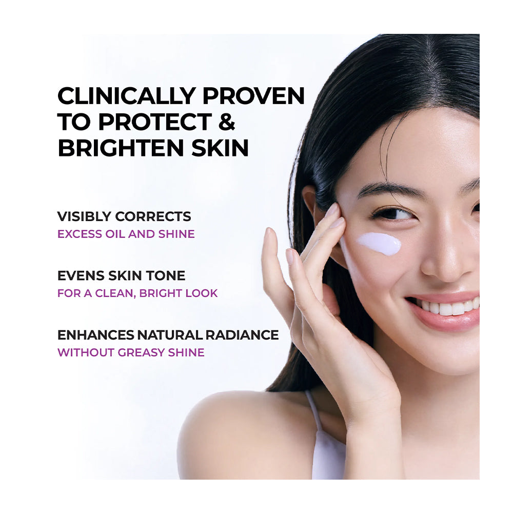 A promotional skincare graphic with text reading &