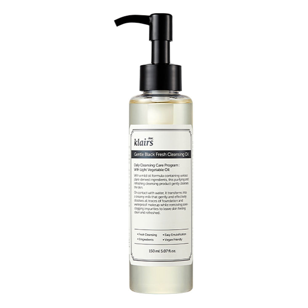KLAIRS Gentle Black Fresh Cleansing Oil -Peaches&Creme Shop Korean Skincare Malta