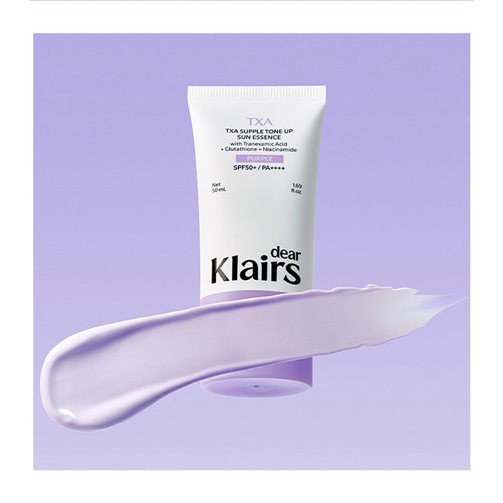 Klairs TXA skincare product on a purple background