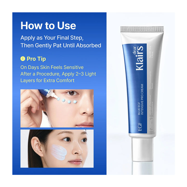Klairs Blue Earth Pro Cream SPF 30 tube shown next to a blue &