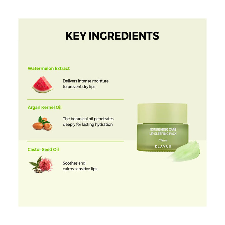 KLAVUU Nourishing Care Lip Sleeping Pack MELON - Peaches&Creme Shop Korean Skincare Malta