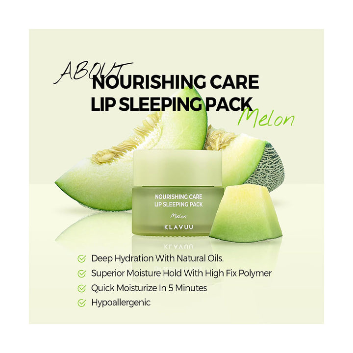 KLAVUU Nourishing Care Lip Sleeping Pack MELON - Peaches&Creme Shop Korean Skincare Malta