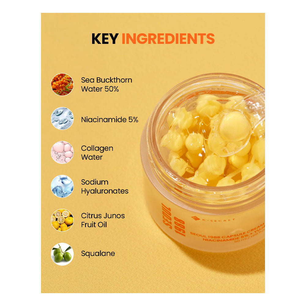 KSECRET Seoul 1988 Capsule Cream: Niacinamide 5% + Yuja - Peaches&Creme Shop Korean Skincare Malta