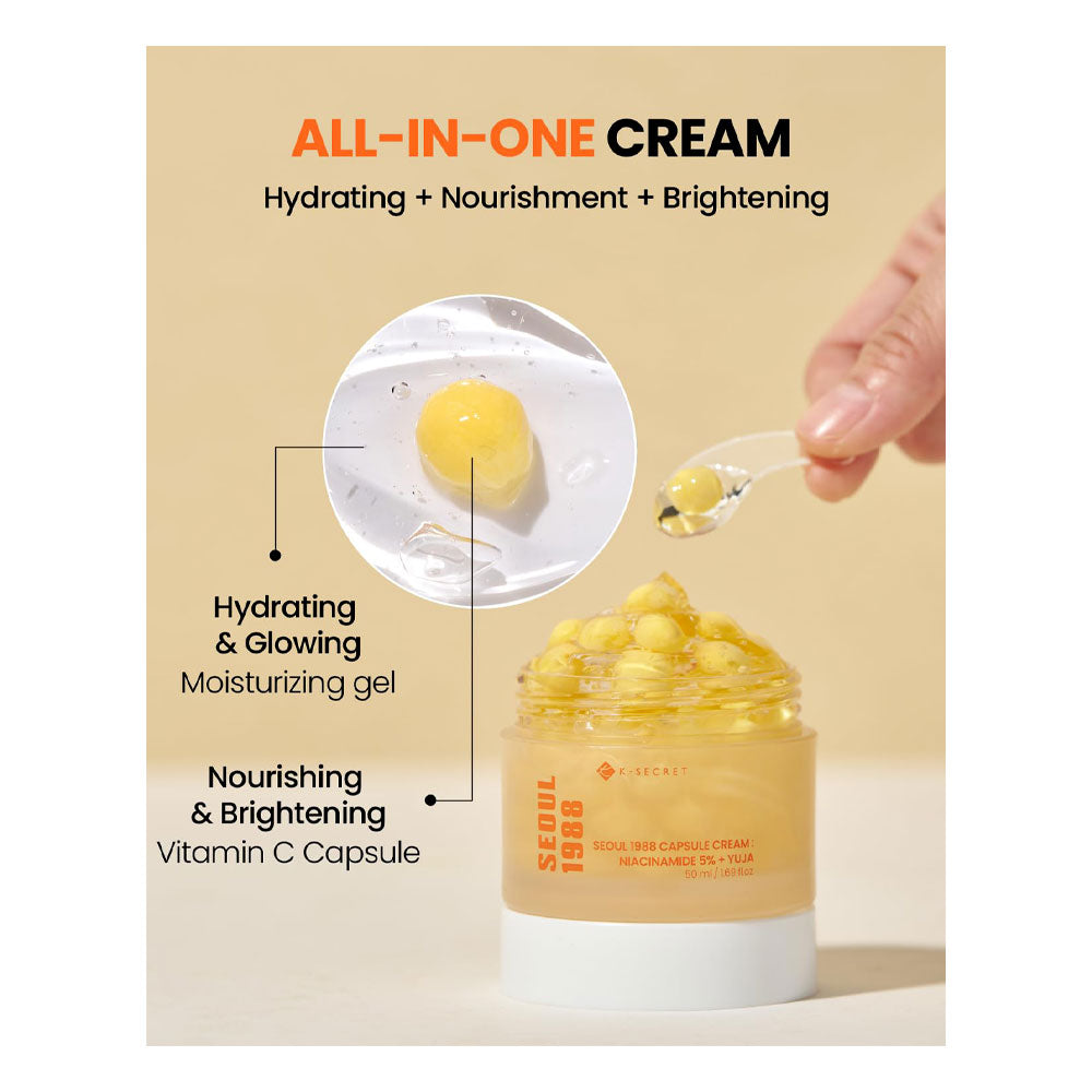 KSECRET Seoul 1988 Capsule Cream: Niacinamide 5% + Yuja - Peaches&Creme Shop Korean Skincare Malta