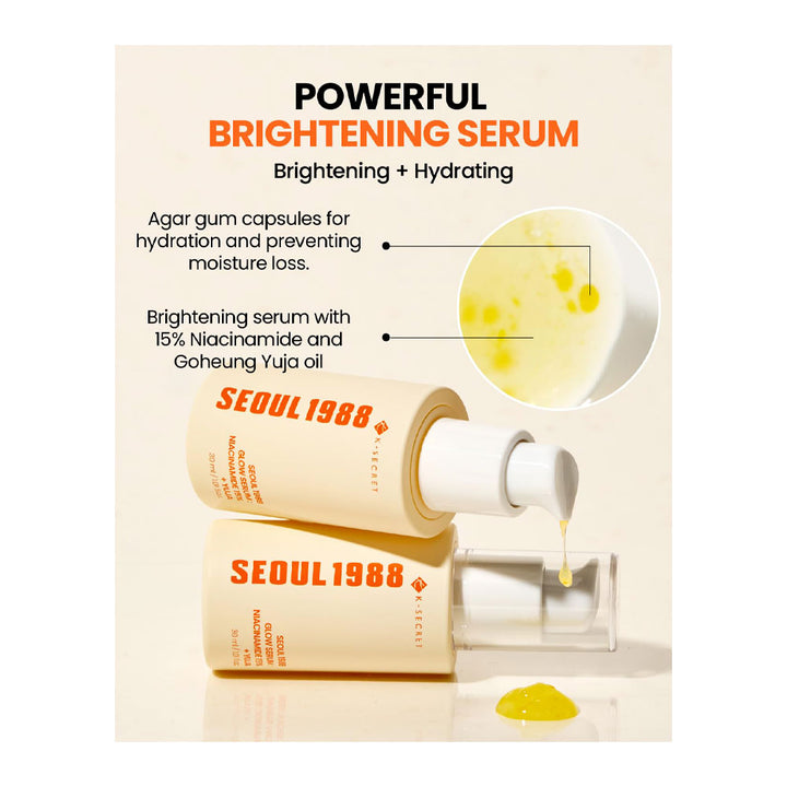 KSECRET Seoul 1988 Glow Serum: Niacinamide 15% + Yuja - Peaches&Creme Shop Korean Skincare Malta