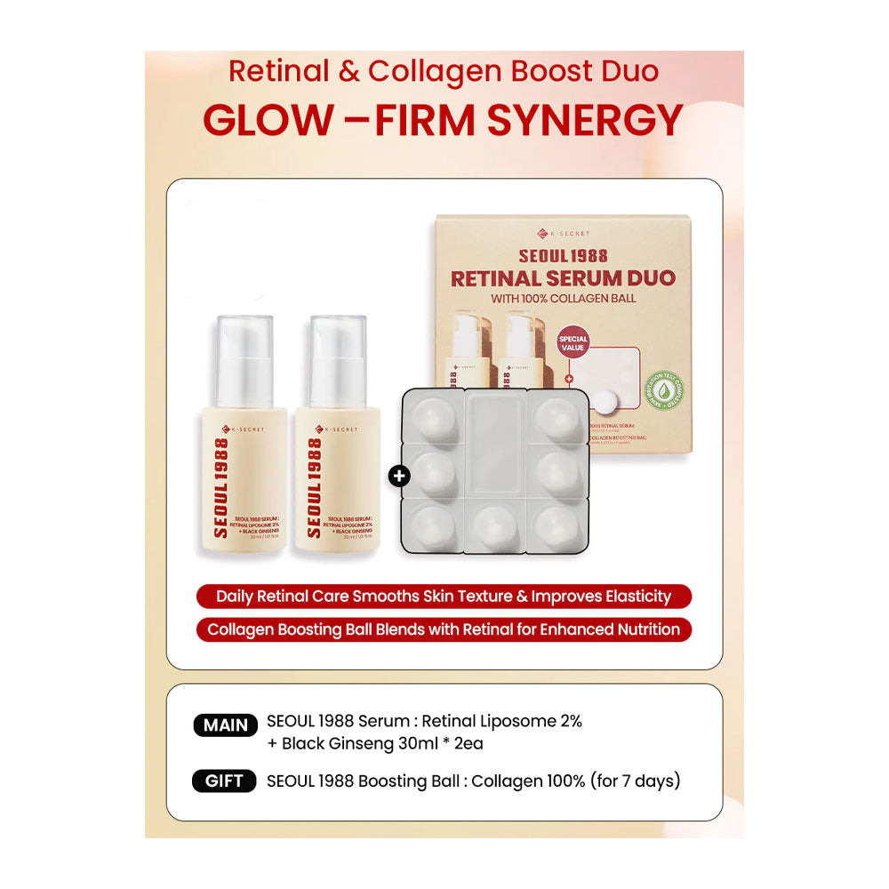 KSECRET SEOUL 1988: Retinal Black Ginseng Serum Double Set - Peaches&Creme Shop Korean Skincare Malta
