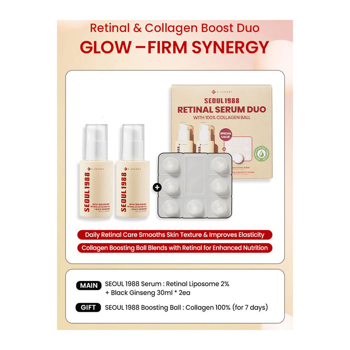 KSECRET SEOUL 1988: Retinal Black Ginseng Serum Double Set - Peaches&Creme Shop Korean Skincare Malta