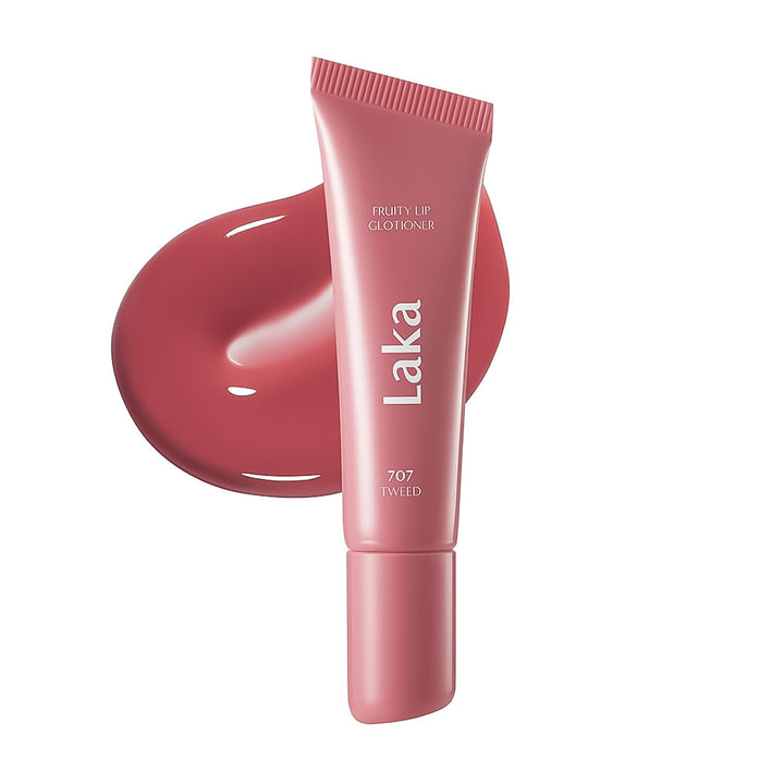 Pink lip balm tube with &
