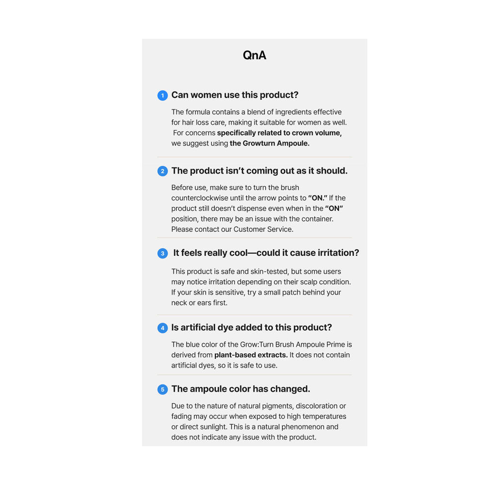 Product Q&amp;A section with text on a white background