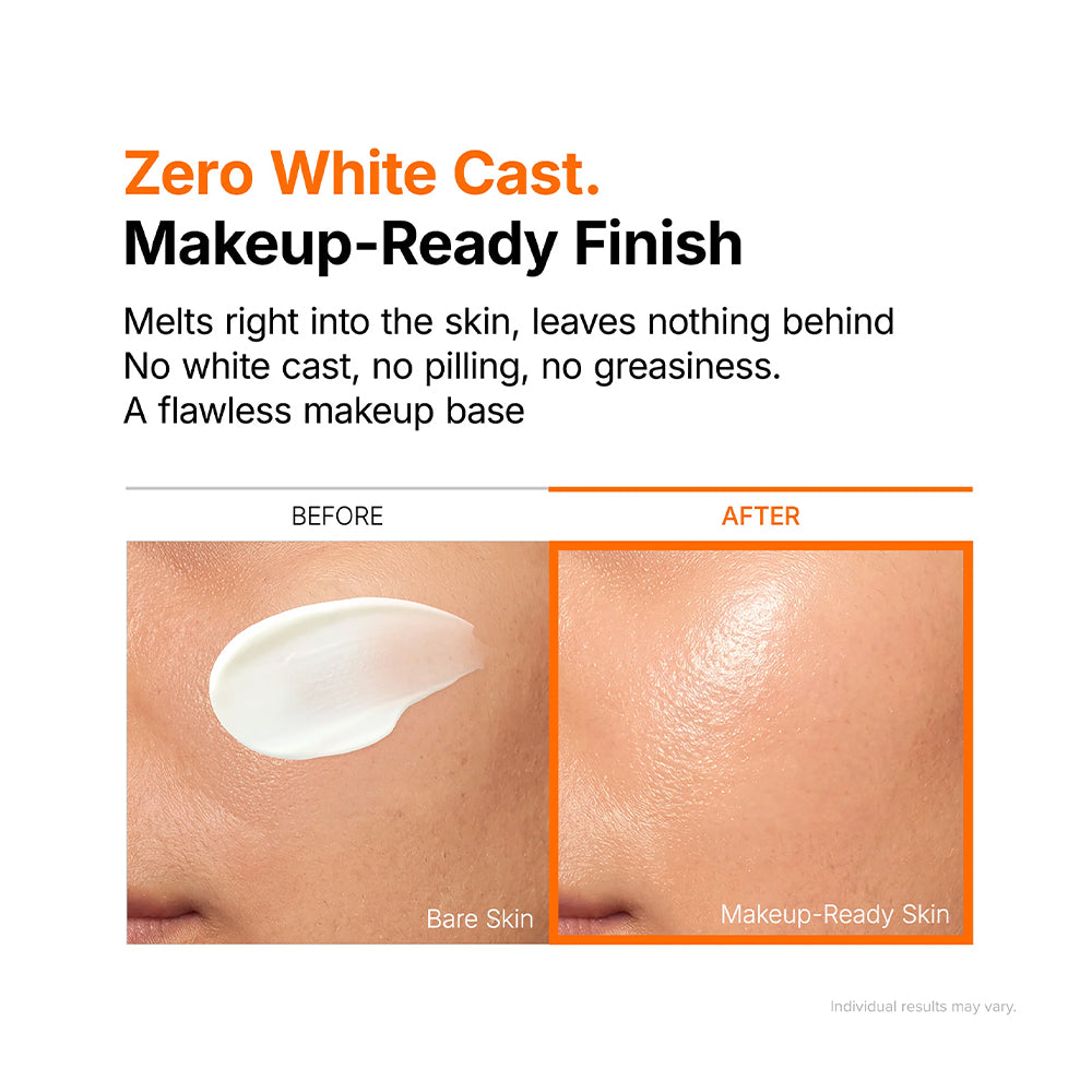 Promotional skincare graphic for a makeup base product. Text reads &