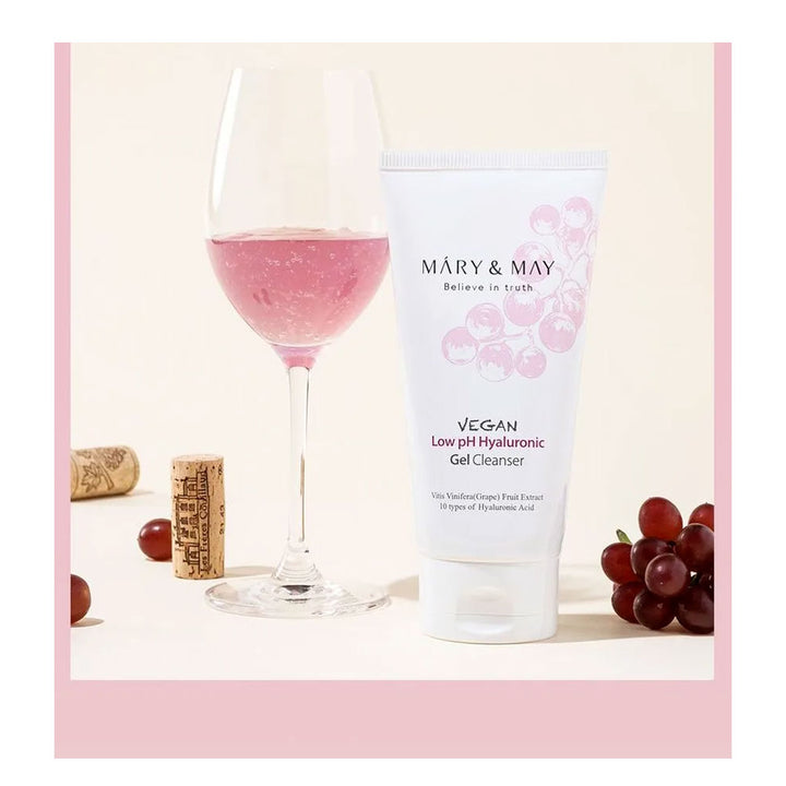 MARY & MAY Vegan Low pH Hyaluronic Gel to Foam Cleanser - Peaches&Creme Shop Korean Skincare Malta