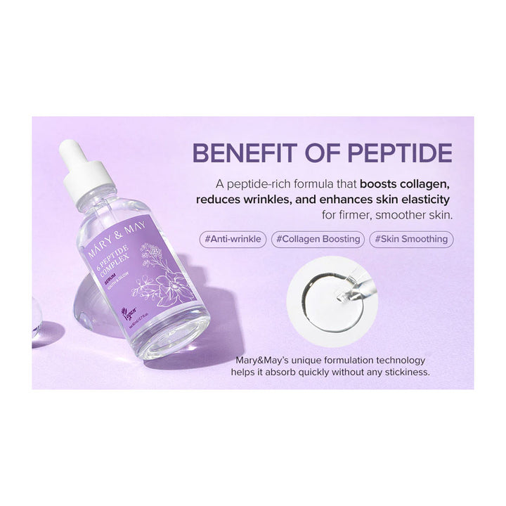 MARY&MAY 6 Peptide Complex Serum - Peaches&Creme Shop Korean Skincare Malta