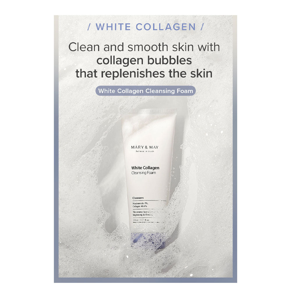 MARY & MAY White Collagen Cleansing Foam - Peaches&Creme Shop Korean Skincare Malta