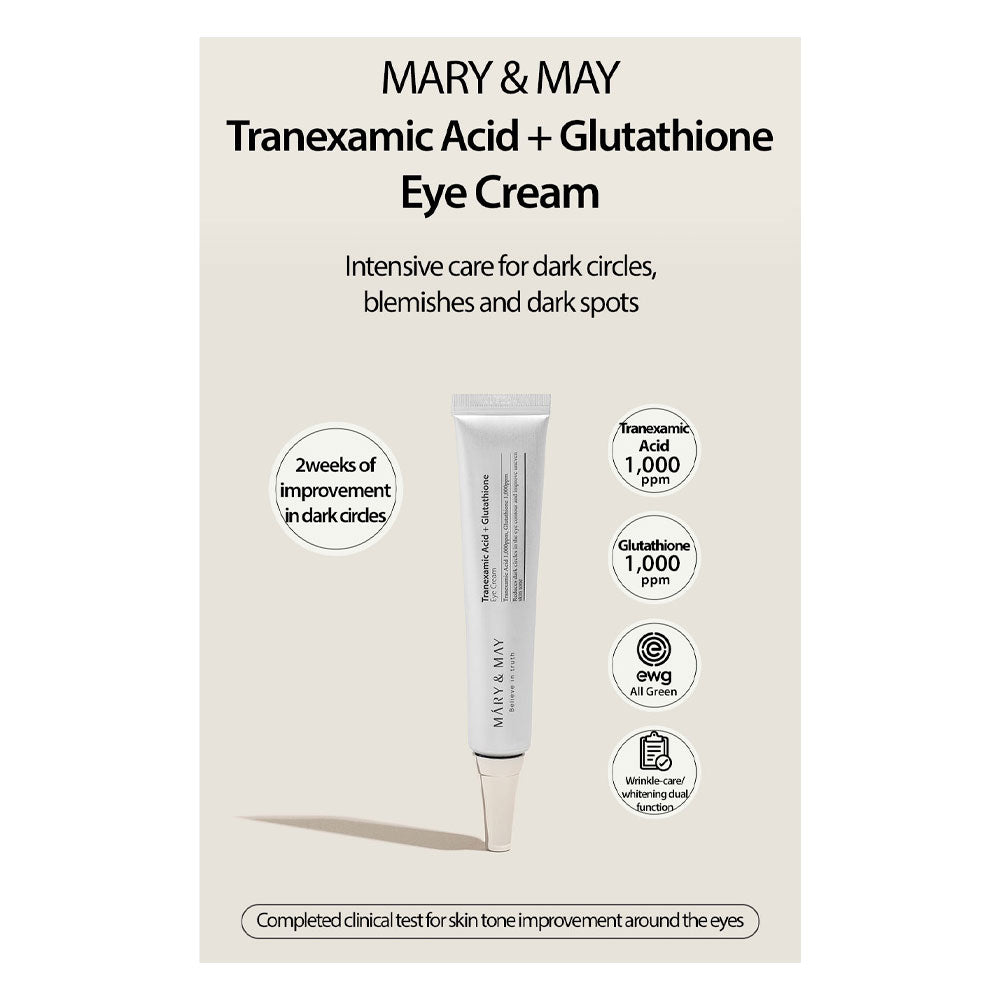 MARY & MAY Tranexamic Acid + Glutathione Eye Cream - Peaches&Creme Shop Korean Skincare Malta