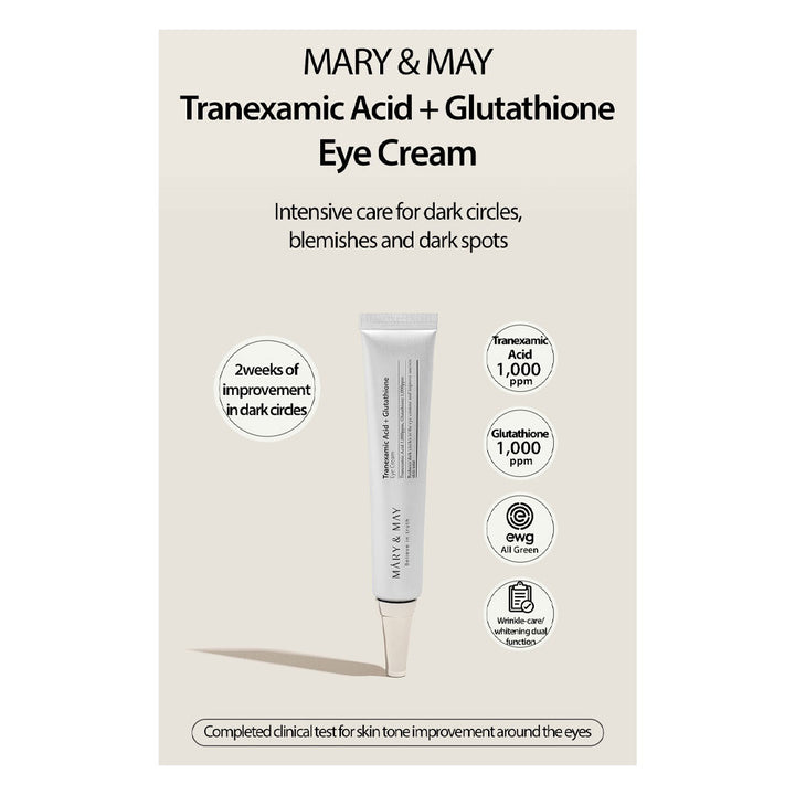 MARY & MAY Tranexamic Acid + Glutathione Eye Cream - Peaches&Creme Shop Korean Skincare Malta