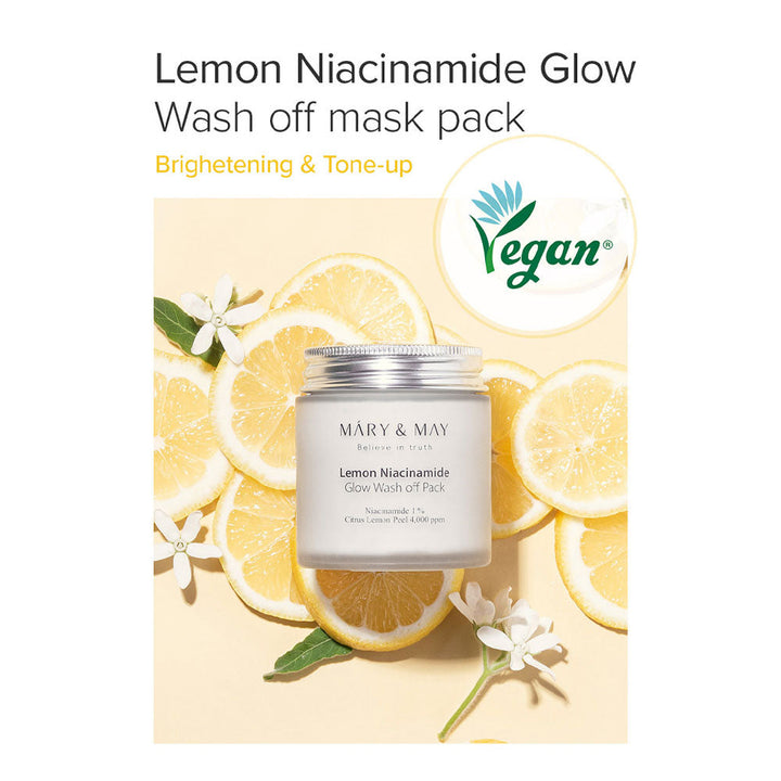 MARY & MAY Lemon Niacinamide Glow Wash Off Mask Pack - Peaches&Creme Shop Korean Skincare Malta