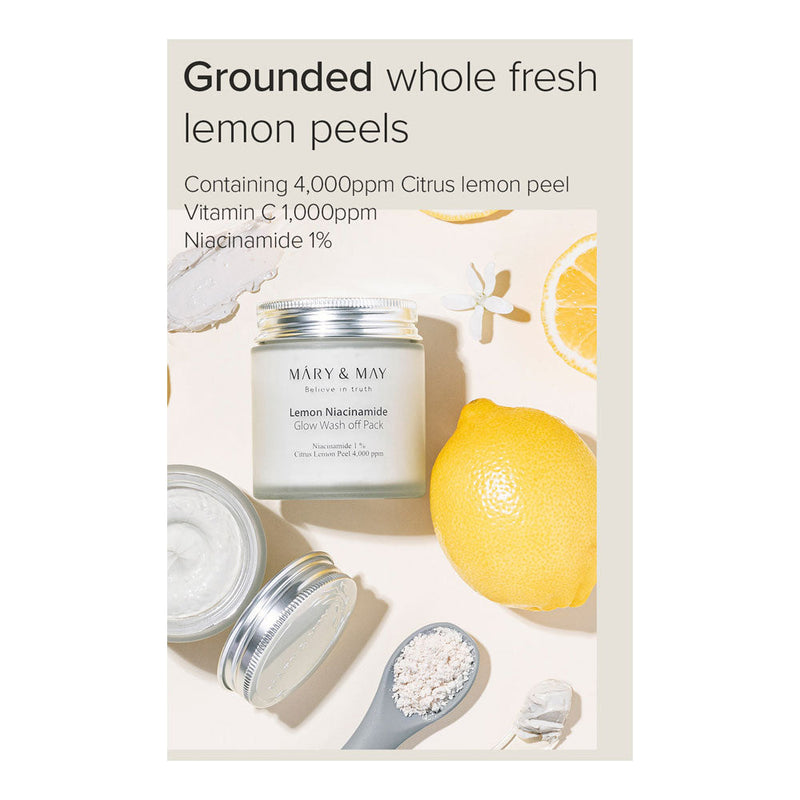 MARY & MAY Lemon Niacinamide Glow Wash Off Mask Pack - Peaches&Creme Shop Korean Skincare Malta