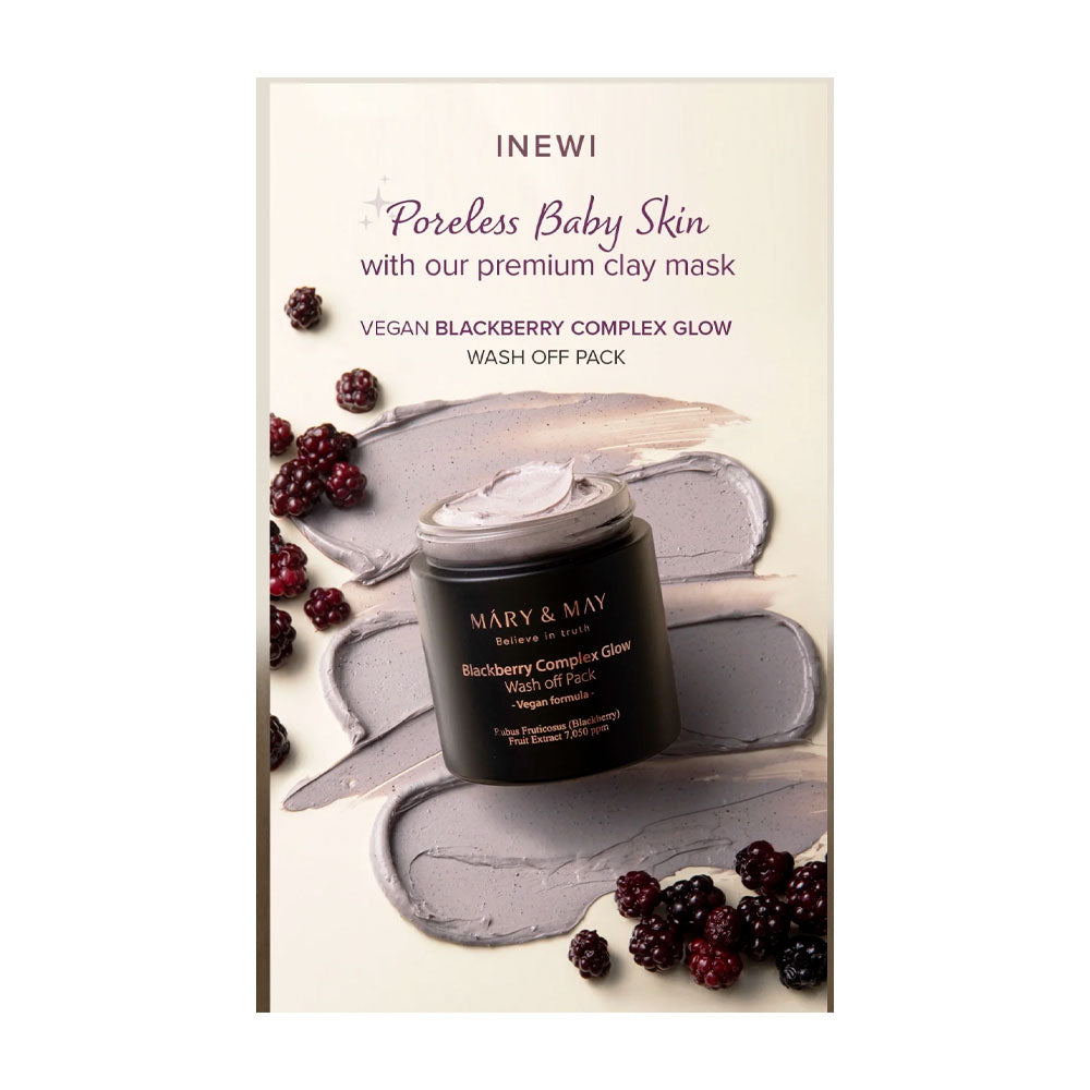 MARY & MAY Blackberry Complex Glow Wash Off Pack - Peaches&Creme Shop Korean Skincare Malta