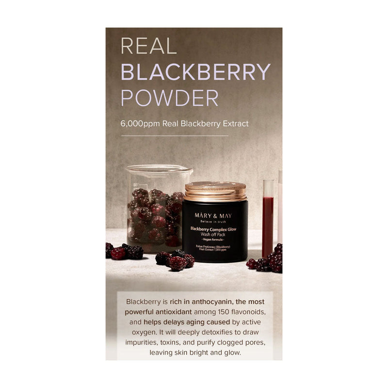 MARY & MAY Blackberry Complex Glow Wash Off Pack - Peaches&Creme Shop Korean Skincare Malta