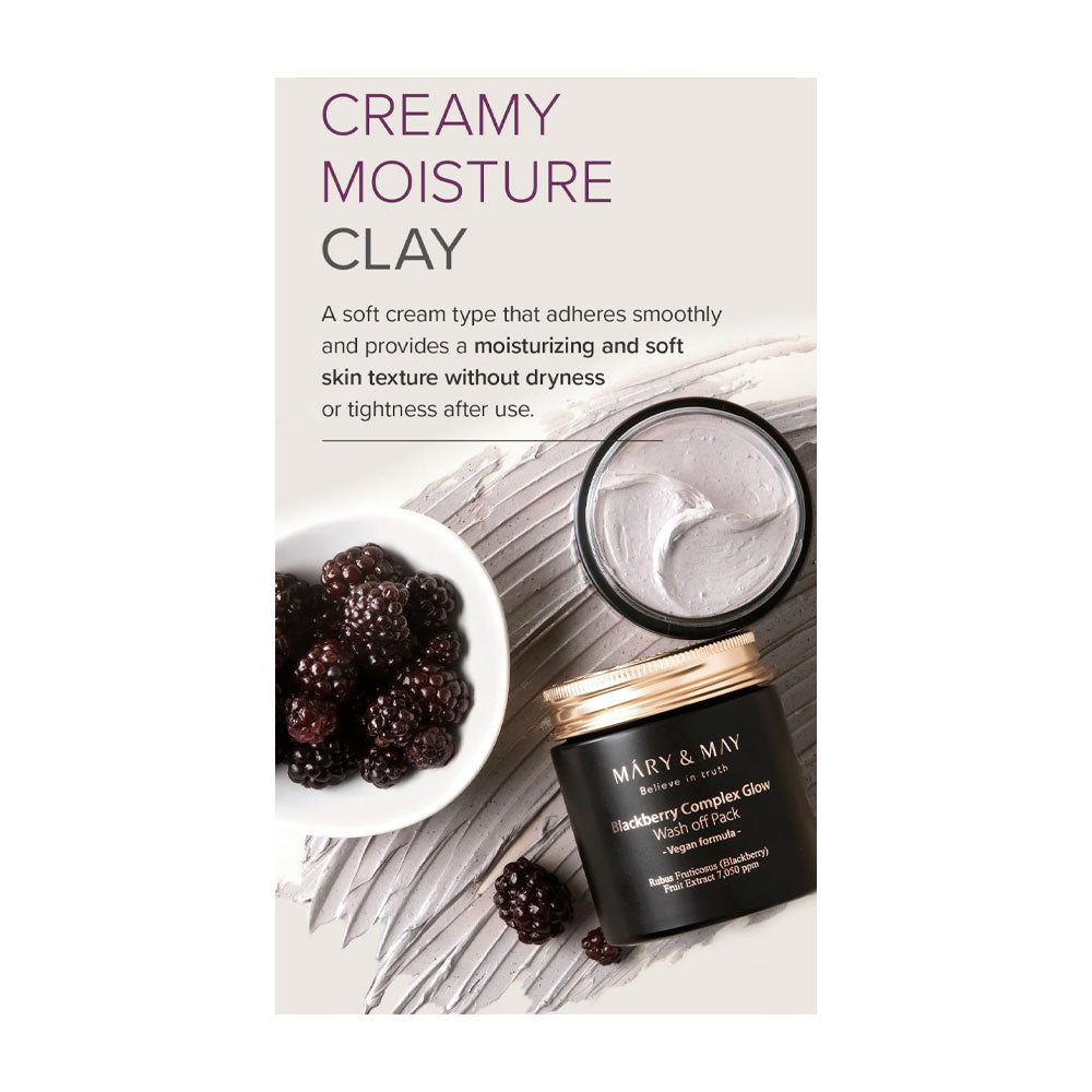 MARY & MAY Blackberry Complex Glow Wash Off Pack - Peaches&Creme Shop Korean Skincare Malta