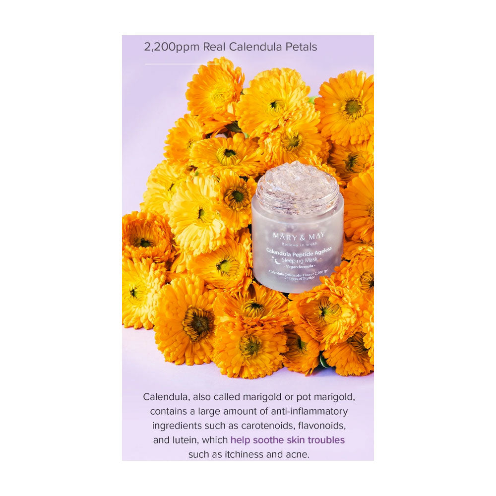 MARY & MAY Calendula Peptide Ageless Sleeping Mask - Peaches&Creme Shop Korean Skincare Malta