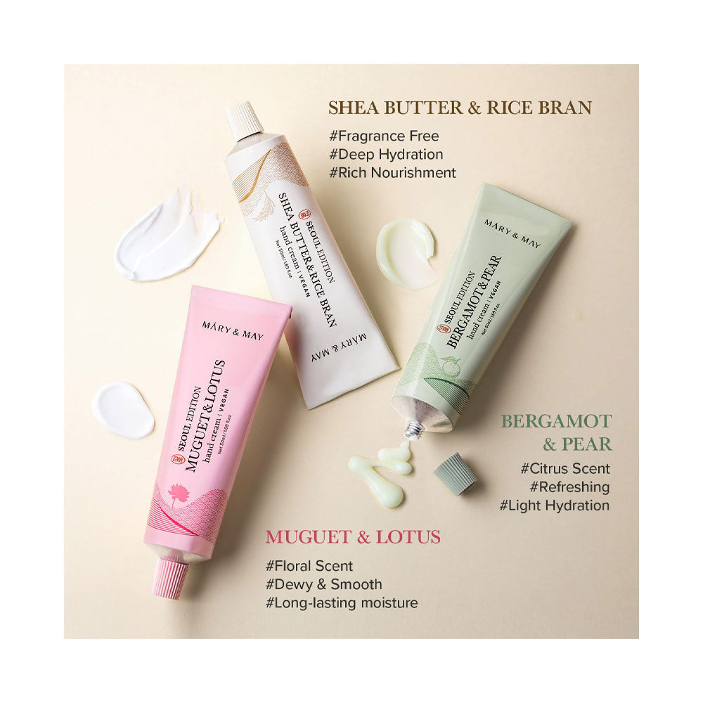 MARY&MAY Seoul Edition Hand Cream Trio Set - Peaches&Creme Shop Korean Skincare Malta