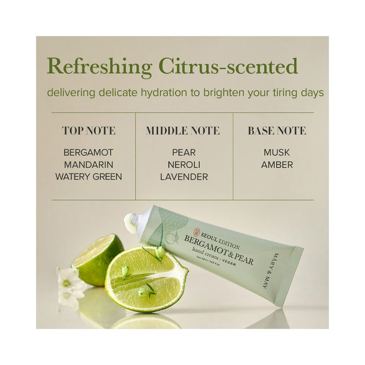 MARY&MAY SEOUL EDITION Bergamot & Pear Refreshing Hand Cream - Peaches&Creme Shop Korean Skincare Malta