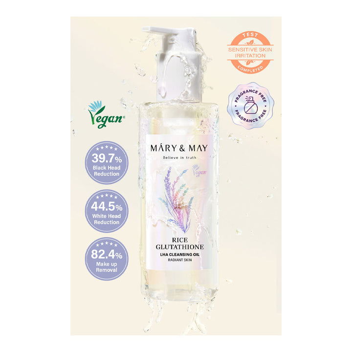 MARY & MAY Rice Glutathione LHA Cleansing Oil - Peaches&Creme Shop Korean Skincare Malta