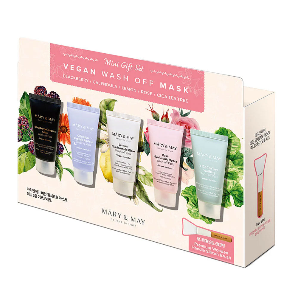 MARY&MAY Vegan Wash Off Mask Mini Gift Set - Peaches&Creme Shop Korean Skincare Malta