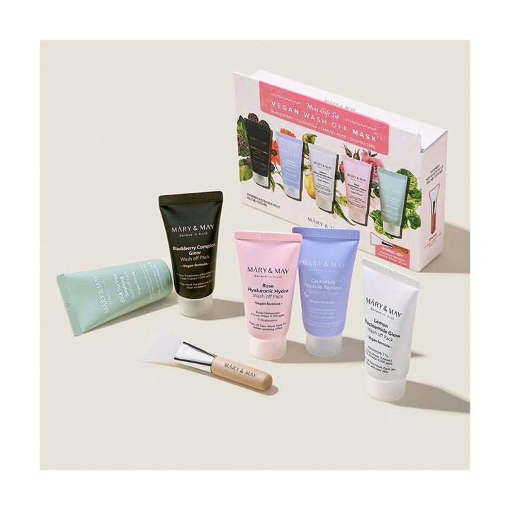 MARY&amp;MAY Vegan Wash Off Mask Mini Gift Set - Peaches&amp;Creme Shop Korean Skincare Malta