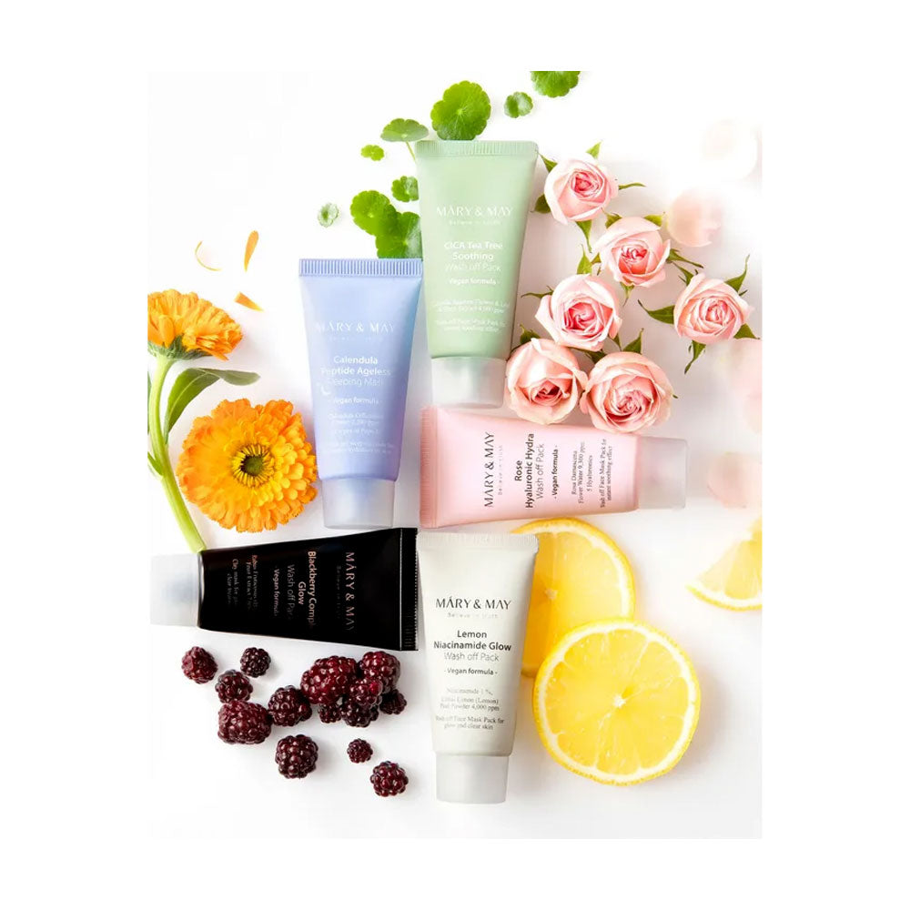 MARY&amp;MAY Vegan Wash Off Mask Mini Gift Set - Peaches&amp;Creme Shop Korean Skincare Malta